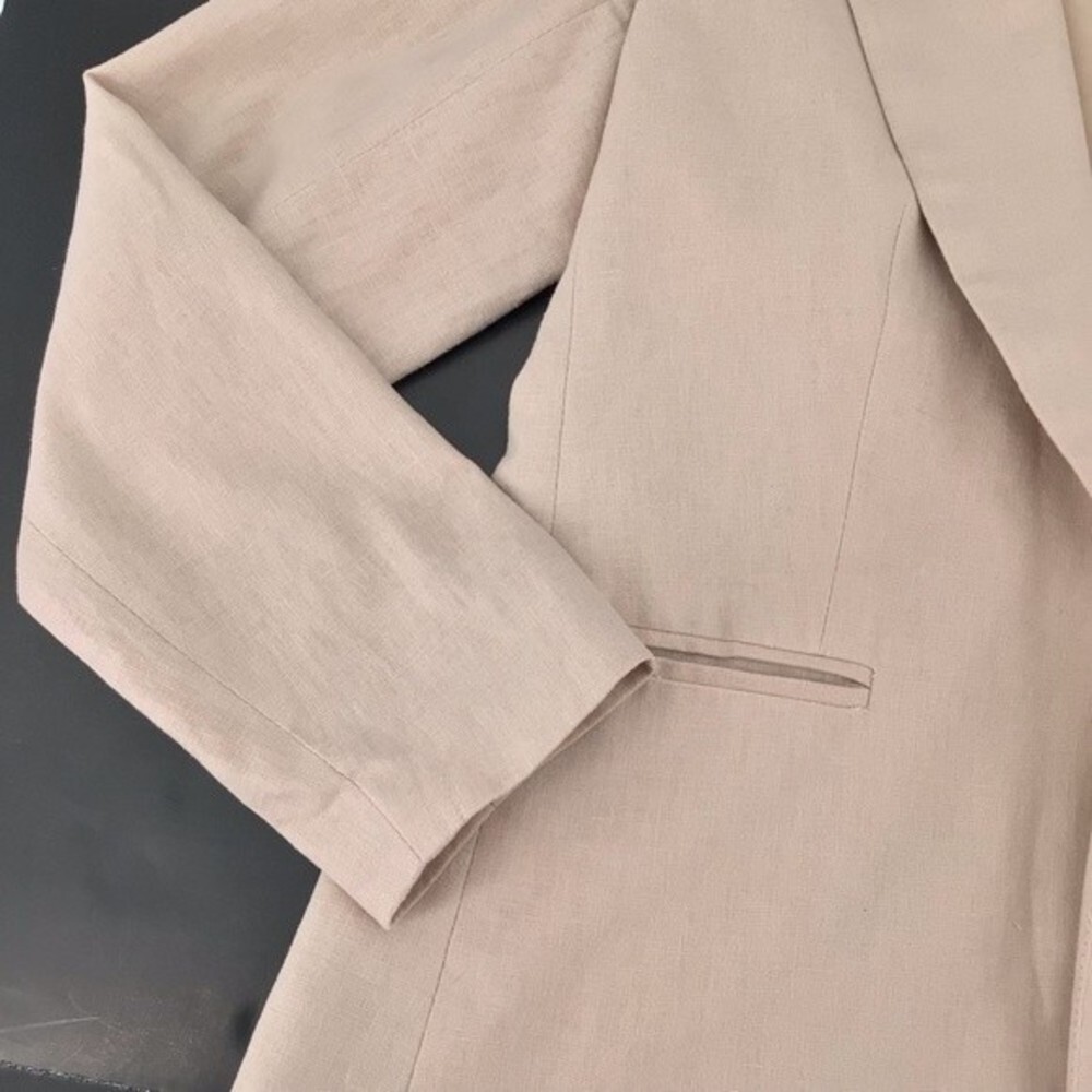 Dalia Linen Light Pink Shoulder Pad Faux Pockets Blazer Size Medium - Picture 7 of 13
